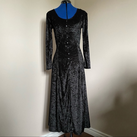 [SOLD]vintage 90s witchy button lace up midi dress - Picture 3 of 16